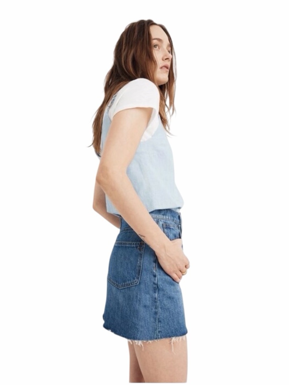 Madewell Rigid Denim A-Line Mini Skirt in Lakeline Wash  Size 25 #2133 - Picture 2 of 7